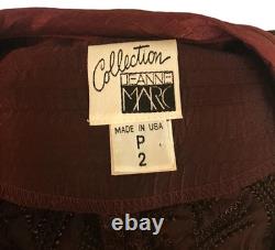 Vintage Jeanne Marc Collection Top Pants Set Women's Size 2P Petite Maroon Brown