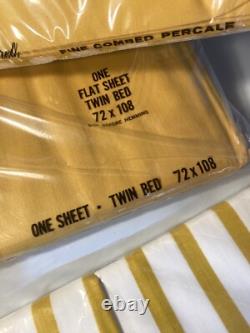 Vintage Lady Pepperell Twin Sheet Set Two Pillow Case 100% USA Cotton NOS 1970's