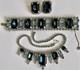 Vintage Large 2 Tone Blue Crystal Rhinestone Necklace Earrings Bracelet Set