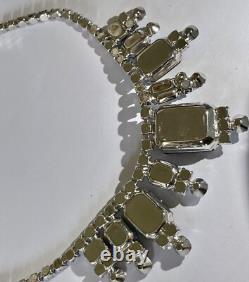 Vintage Large 2 Tone Blue Crystal Rhinestone Necklace Earrings Bracelet Set