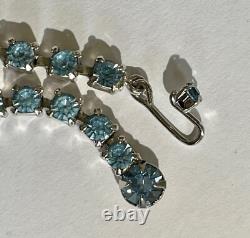 Vintage Large 2 Tone Blue Crystal Rhinestone Necklace Earrings Bracelet Set
