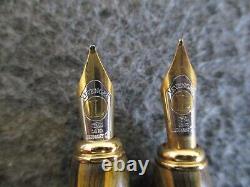 Vintage Levenger Calligraphy Dip Fountain Pen 18k Gold Nib Two-tone Wood -set(2)