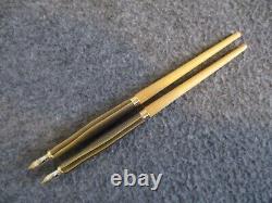 Vintage Levenger Calligraphy Dip Fountain Pen 18k Gold Nib Two-tone Wood -set(2)