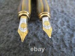 Vintage Levenger Calligraphy Dip Fountain Pen 18k Gold Nib Two-tone Wood -set(2)