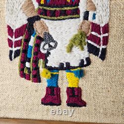 Vintage MCM Mid Century Modern Native American Kachina Needlepoint Pair Set Two