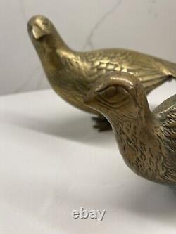 Vintage MID Century Modern Brass Pheasant Set Of Two Pair