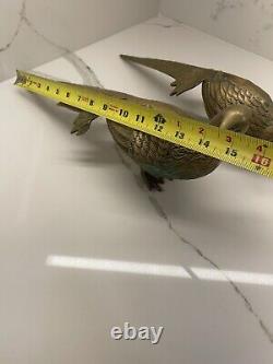 Vintage MID Century Modern Brass Pheasant Set Of Two Pair