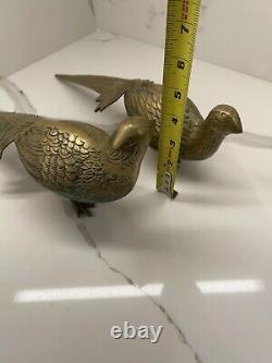 Vintage MID Century Modern Brass Pheasant Set Of Two Pair