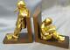 Vintage Metal Asian Chinese Children Book Scholars Pair Of Two 2 Bookends Set