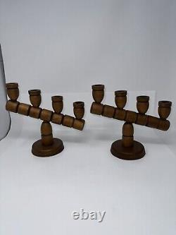 Vintage Mid Century Candle Holders Candelabra Set Of Two Danish Swedish 9 H