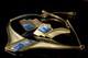 Vintage Modern Lapis Two Color Metal Clip Earrings Necklace Set Mr