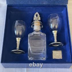Vintage Norwegian Pewter And Crystal Glass Decanter Set. By Troll Tinn Rare