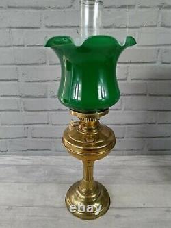 Vintage Oil Lamps With Glass Chimney And Green Shade Set Of Two