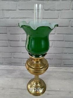 Vintage Oil Lamps With Glass Chimney And Green Shade Set Of Two