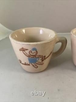 Vintage Pair Of Dunkin Donuts Dunkie Man Coffee Mug Cup 1961 Set Lot of Two