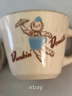 Vintage Pair Of Dunkin Donuts Dunkie Man Coffee Mug Cup 1961 Set Lot of Two