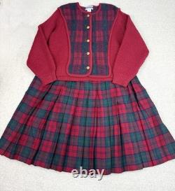 Vintage Pendleton Wool Tartan Sweater & Skirt Set Women's Size L 12 Petite Plaid