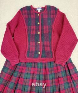 Vintage Pendleton Wool Tartan Sweater & Skirt Set Women's Size L 12 Petite Plaid