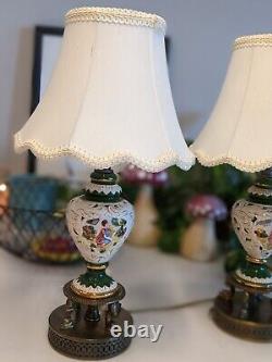 Vintage Porcelain Capodimonte Italian Courtiers Boudoir Lamps Set Of Two 2 Pair