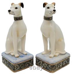 Vintage Porcelain Whippets Greyhounds Set Of Two Royal Orleans Italy Statues