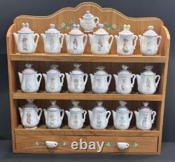 Vintage Precious moments spice collection Rack Set with18Ceramic Jars