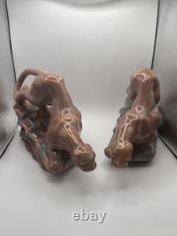 Vintage Rare Royal Hickman petty crystal glaze panther figure 2 pieces 1970