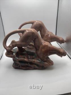 Vintage Rare Royal Hickman petty crystal glaze panther figure 2 pieces 1970