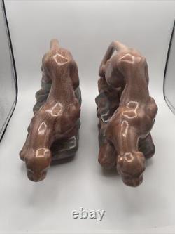 Vintage Rare Royal Hickman petty crystal glaze panther figure 2 pieces 1970