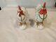 Vintage Rooster Hen Figurine White Black Yellow Red Collectible Pair Set Of Two