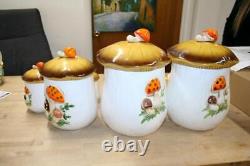 Vintage Sears Roebuck Merry Mushroom Canister Set 1970s 10pc Two-Sided