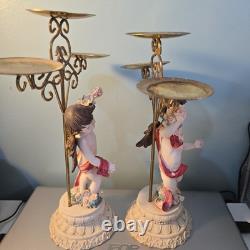 Vintage Set Of Two Cherub Candle Holders Beautiful Ornamental Pair Look Stunning