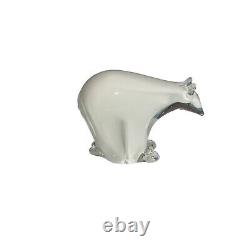 Vintage Set Of Two Glass Polar Bears White Murano Style Collectible