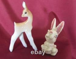 Vintage Set Of Two Porcelain Figurines Rabbit & Deer Foe