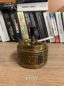 Vintage Set of Two Bronze-Copper Spinning Ashtrays with Black Handle