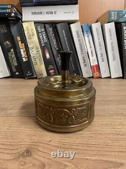 Vintage Set of Two Bronze-Copper Spinning Ashtrays with Black Handle