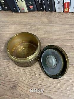 Vintage Set of Two Bronze-Copper Spinning Ashtrays with Black Handle