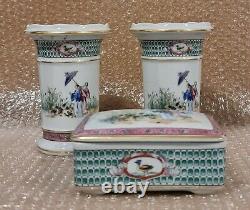 Vintage Set of Two Vases and Jewelry Box Artistic Collections Parasol Lady