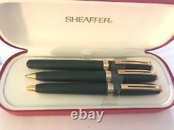 Vintage Sheaffer Prelude (349) Fountain, Ballpoint & Pencil Set, Matte Green/ Gt