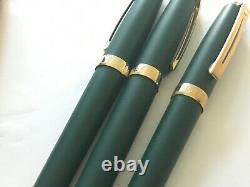 Vintage Sheaffer Prelude (349) Fountain, Ballpoint & Pencil Set, Matte Green/ Gt