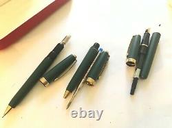 Vintage Sheaffer Prelude (349) Fountain, Ballpoint & Pencil Set, Matte Green/ Gt