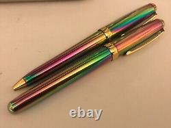 Vintage Sheaffer Prelude(9050)fountain+ballpoint Set, Rainbow Plasma/gt, M Nib