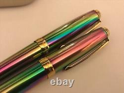 Vintage Sheaffer Prelude(9050)fountain+ballpoint Set, Rainbow Plasma/gt, M Nib