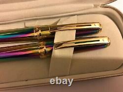 Vintage Sheaffer Prelude(9050)fountain+ballpoint Set, Rainbow Plasma/gt, M Nib