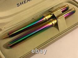 Vintage Sheaffer Prelude(9050)fountain+ballpoint Set, Rainbow Plasma/gt, M Nib