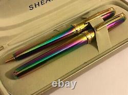 Vintage Sheaffer Prelude(9050)fountain+ballpoint Set, Rainbow Plasma/gt, M Nib