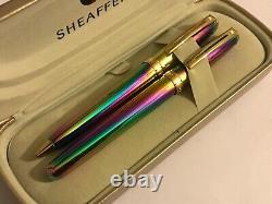 Vintage Sheaffer Prelude(9050)fountain+ballpoint Set, Rainbow Plasma/gt, M Nib