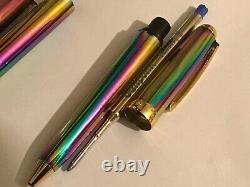 Vintage Sheaffer Prelude(9050)fountain+ballpoint Set, Rainbow Plasma/gt, M Nib