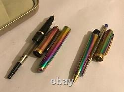 Vintage Sheaffer Prelude(9050)fountain+ballpoint Set, Rainbow Plasma/gt, M Nib