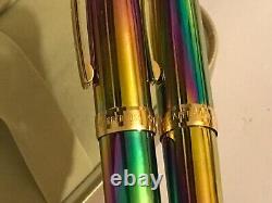 Vintage Sheaffer Prelude(9050)fountain+ballpoint Set, Rainbow Plasma/gt, M Nib