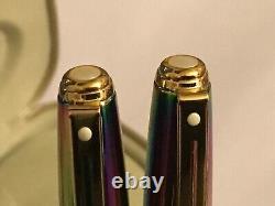 Vintage Sheaffer Prelude(9050)fountain+ballpoint Set, Rainbow Plasma/gt, M Nib